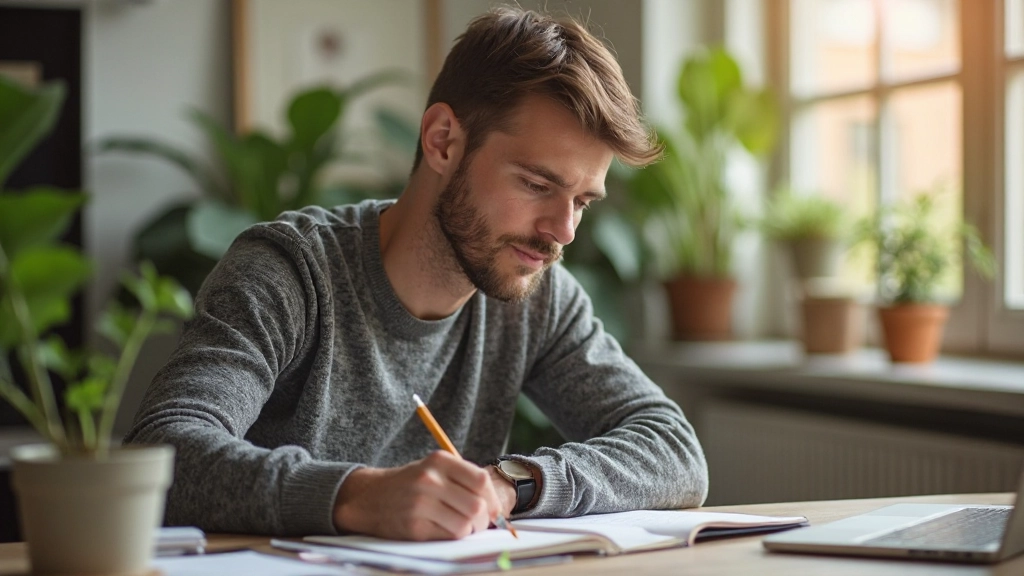 Osoba píšu jasne definované ciele do denníka s číslami a termínmi