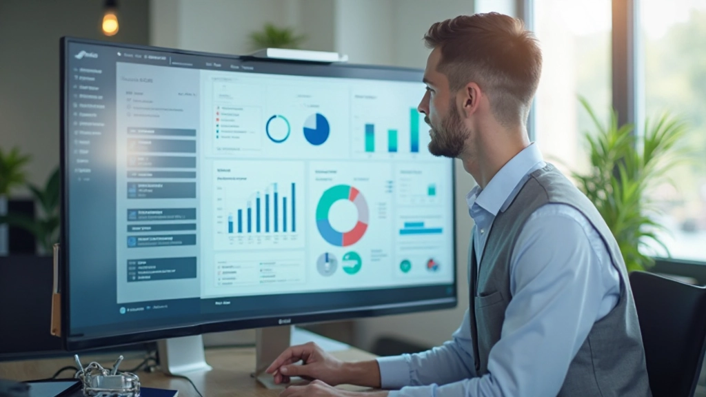 Osoba kontrolujúca pokrok svojho projektu na digitálnom pláne s grafmi